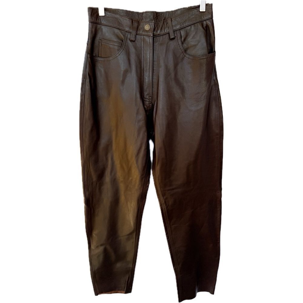 Vintage Dark Brown Faux Leather Pants Size 31